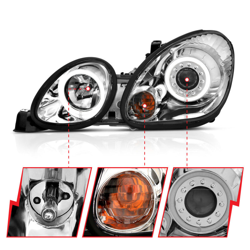 Anzo 1998-2005 Lexus Gs300 Projector Headlights w/ Halo Chrome 121143 Photo - Close Up