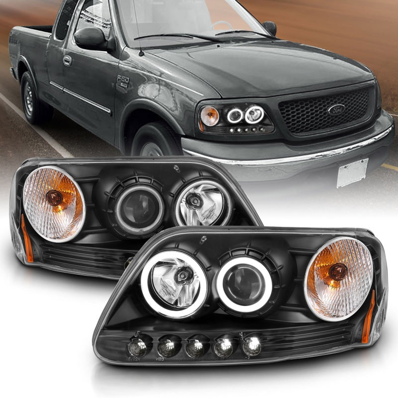 Anzo 1997-2003 Ford F-150 Projector Headlights w/ Halo Black (CCFL) 111097 Photo - Primary