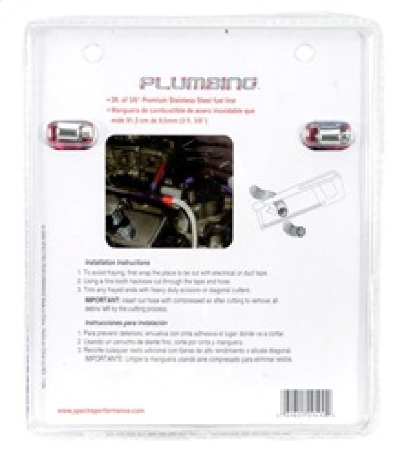 Spectre Stainless Steel Flex Fuel Line 3/8in. ID - 3ft. w/Clamps Red/Blue 29490 29490 Photo - in package