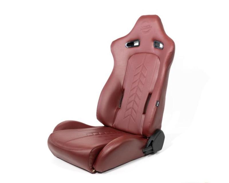 NRG "The Arrow" Sports Vinyl Seat Maroon w/ Maroon Stitch plus Pressed RSC-810MAR L/R User 1