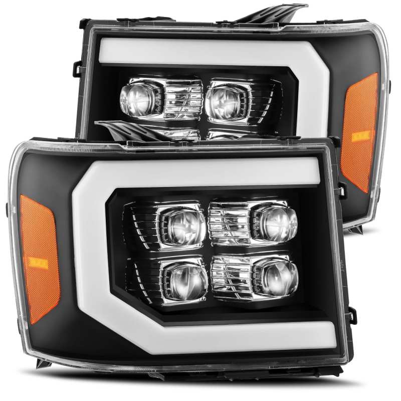 AlphaRex 07-13 GMC 1500HD NOVA LED Proj Headlight Plank Style Gloss Blk w/Activ Light/Seq Signal/DRL 880609 880609 Photo - Primary