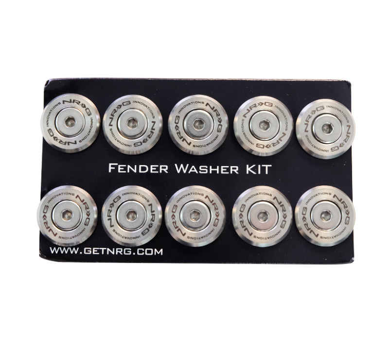 NRG M-Style Fender Washer Kit (TI Series) M6 Bolts For Plastic (Silver Wshr/Silver Scrw) - Set of 10 FW-300SS FW-300SS Photo - Primary