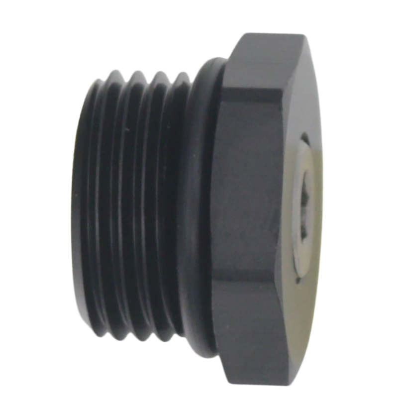 DeatschWerks 8AN ORB Male Plug Fitting with 1/8in NPT Gauge Port - Anodized Matte Black 6-02-0731-B 6-02-0731-B Photo - Primary