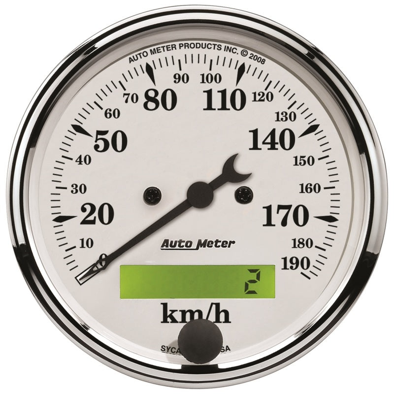 Autometer 3 1/8in 0-190km/h Old Tyme Elec. Programmable Speedometer 1688-M 1688-M Photo - Primary