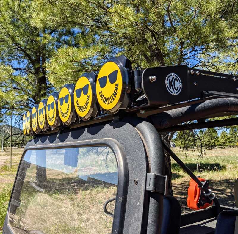 KC HiLiTES 6in. Hard Cover for Gravity Pro6 LED Lights (Single) - Smiley Face- Yellow/Black KC Logo 5114 5114 Photo - lifestyle view