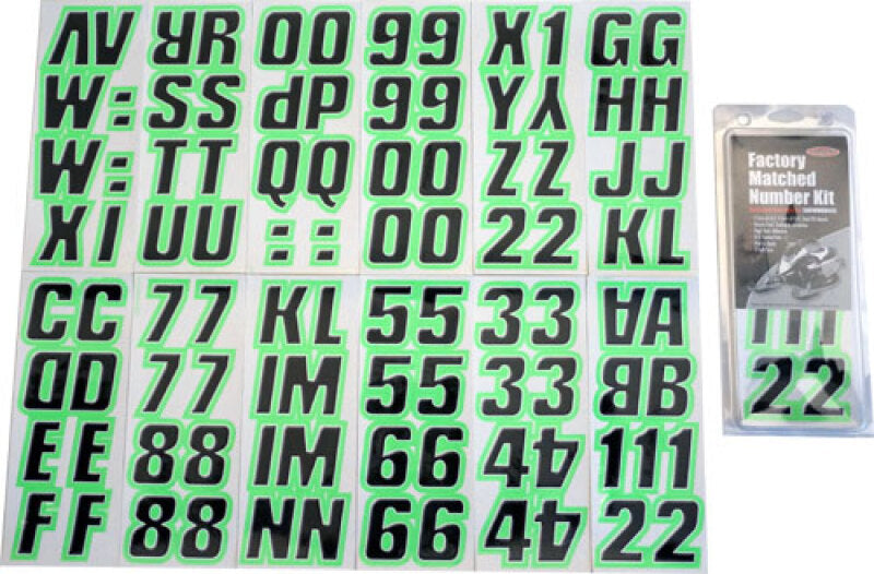 Hardline Snowmobile Lettering Registration Kit 2 in. - 500 Black/Kiwi Green BLKKI500 BLKKI500 Photo - Primary