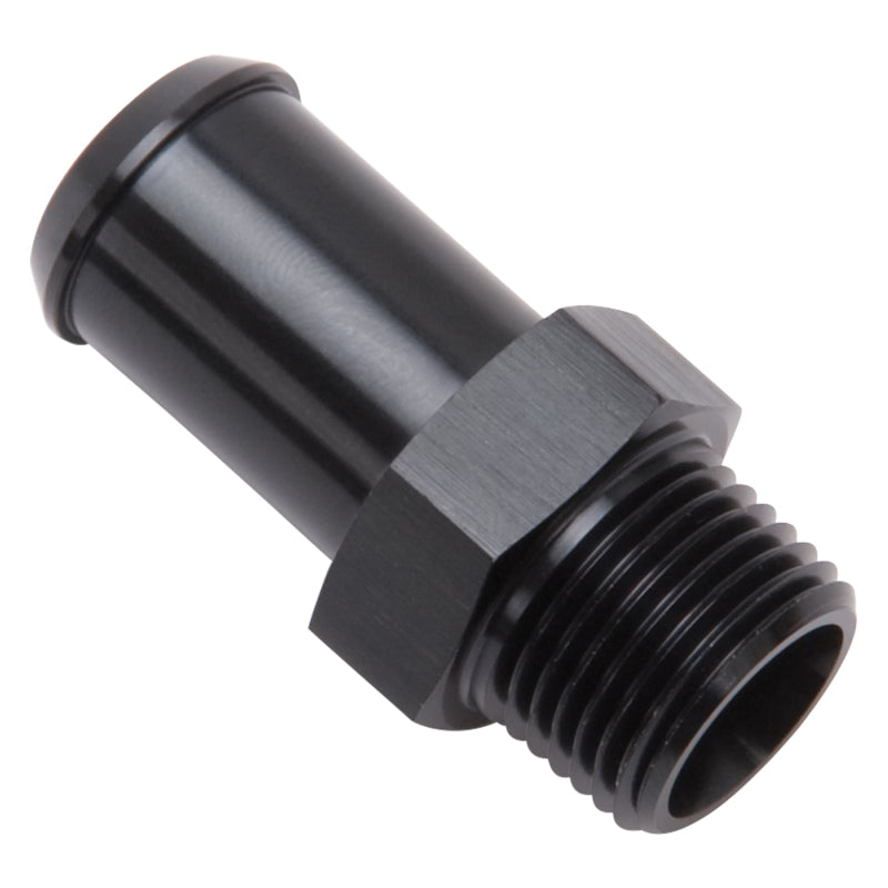 Edelbrock Hose End, Straight, 3/8" NPT TO 5/8" Barb, Black Anodize 8187 Photo - out of package