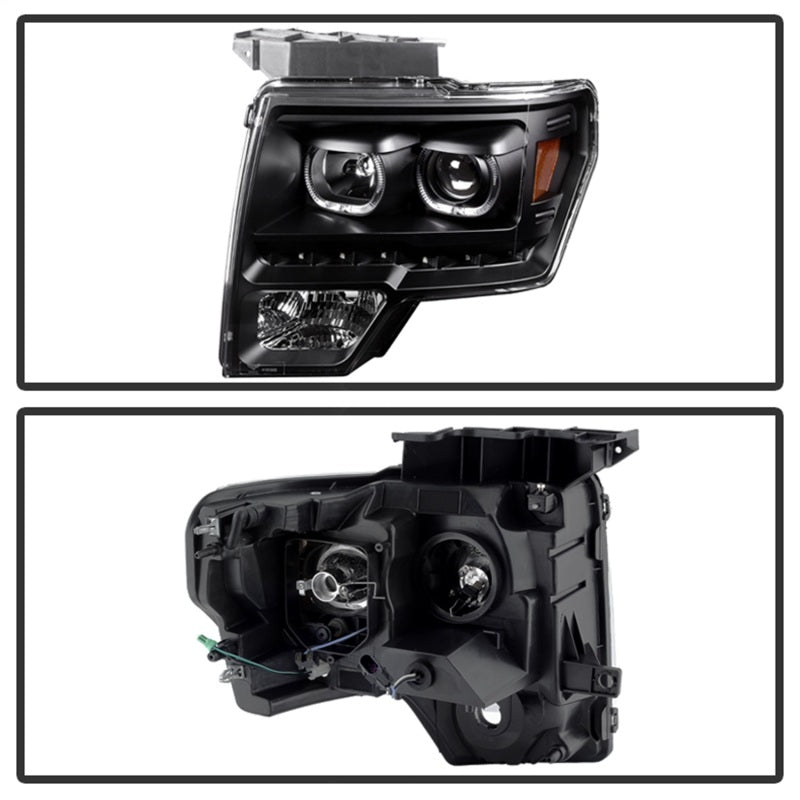 SPYDER Xtune Ford F150 09-14 Projector Headlights Halogen Model Only LED Halo Black PRO-JH-FF15009-CFB-BK 9032226 9032226 Photo - Unmounted