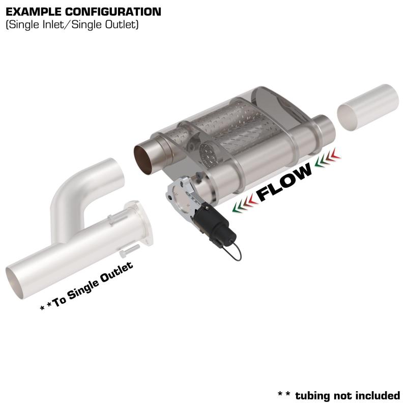 QTP 3in Weld-On Reverse 304SS Screamer Muffler Short Case w/Bolt-On QTEC Electric Cutout 13303C 13303C Photo - Primary