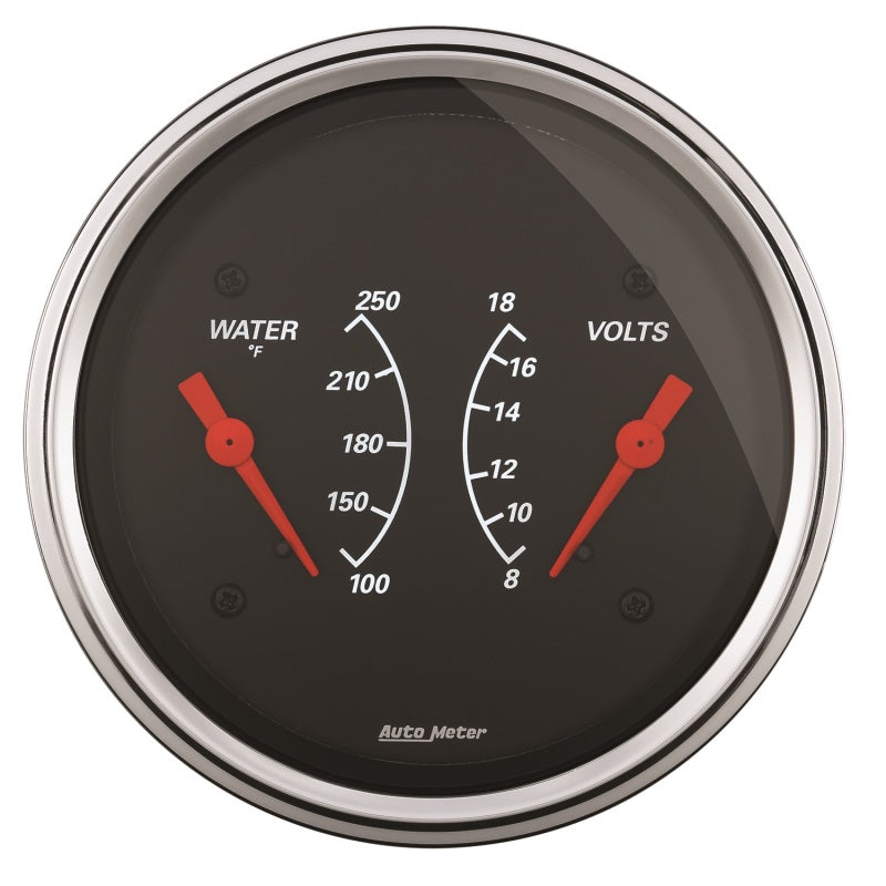 AutoMeter Gauge Dual Wtmp & Volt 3-3/8in. 250 Deg. F & 18V Elec Designer Black 1430 1430 Photo - Primary