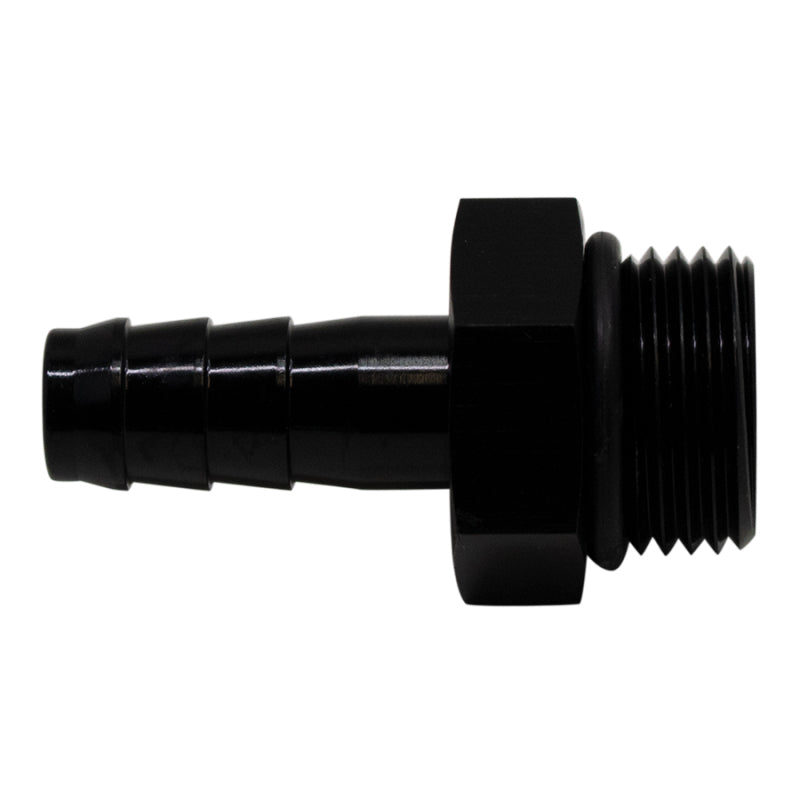 DeatschWerks 8AN ORB Male to 3/8in Male Triple Barb Fitting (Incl O-Ring) - Anodized Matte Black 6-02-0507-B 6-02-0507-B Photo - Primary