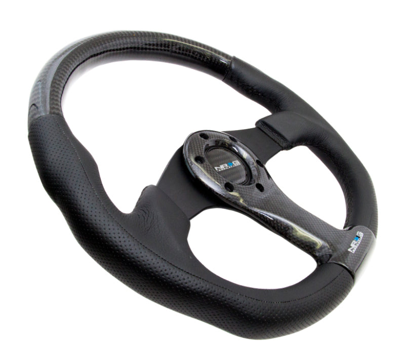 NRG Carbon Fiber Steering Wheel 350mm Black Oval Shape ST-013CFBK Photo - Primary