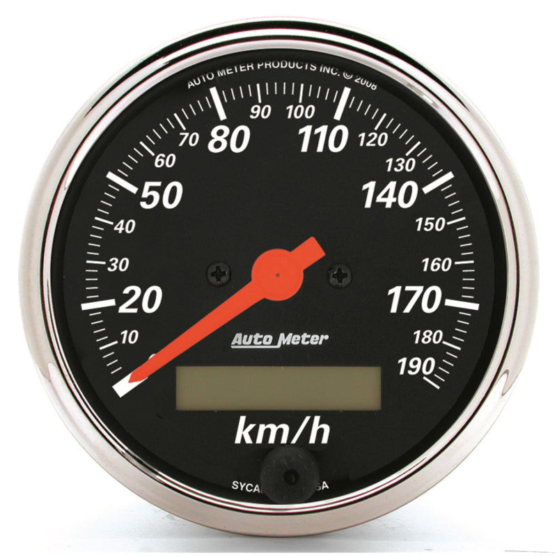 Autometer Gauge, Speedometer, 3 1/8", 190km/h, Elec. Prog. w/ Lcd Odo, Designer 1487-M Photo - Primary