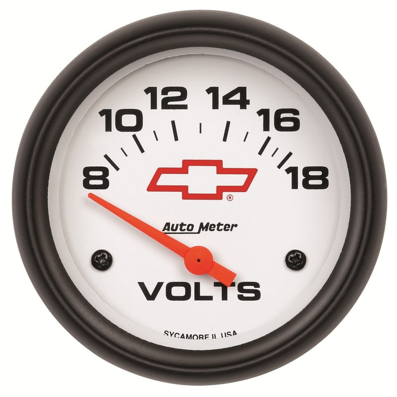 Autometer Gauge, Voltmeter, 2 5/8", 18V, Electric, Gm Bowtie White 5891-00406 Photo - Primary
