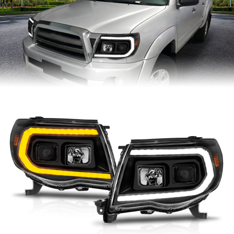 ANZO 05-11 Toyota Tacoma Projector Headlights w/Light Bar Switchback Black Housing 111564 111564 Photo - Primary