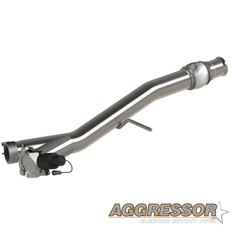 QTP 14-18 Chevrolet Silverado 1500 4.8L/5.3L EC/CC Standard Bed 3in 304SS Aggressor Cutout Mid Pipe 510014 510014 Photo - Primary