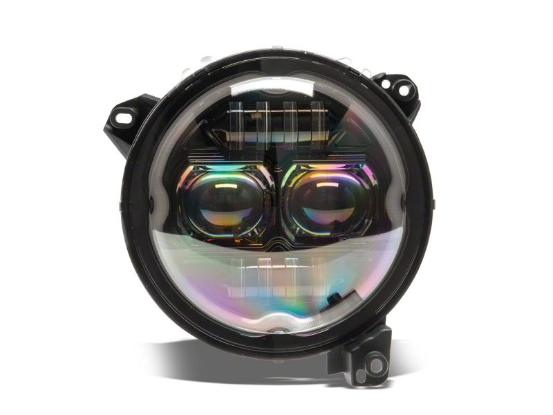 Raxiom 18-23 Jeep Wrangler JL Axial Series 9-In Angel Eye LED Headlights- Blk Housing (Clear Lens) J177416 J177416 Photo - Close Up