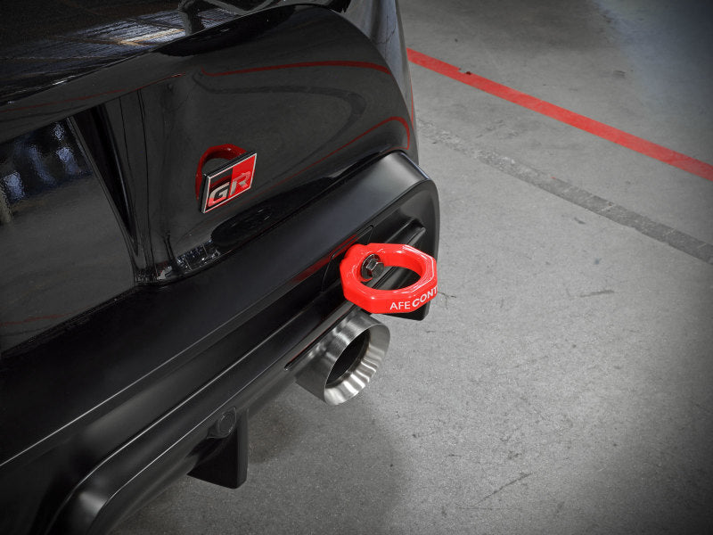 aFe Control Rear Tow Hook Red 20-21 Toyota GR Supra (A90) 450-721002-R 450-721002-R Photo - Mounted