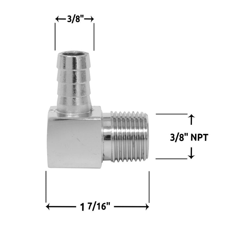 Spectre Fitting 90 Degree Barb NPT Threads (For 3/8in. Hose) - Chrome 5946 5946 Technical Drawing
