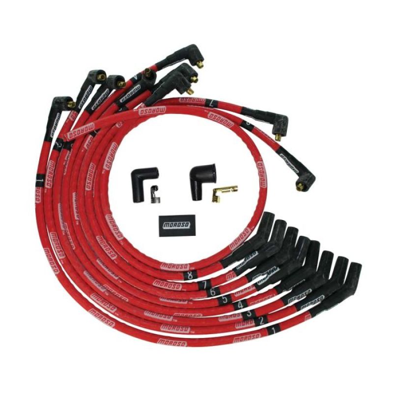 Moroso SB Ford 260/289/302 135 Deg Plug Boots Non-HEI Sleeved Ultra Spark Plug Wire Set - Red 52571 52571 User 1