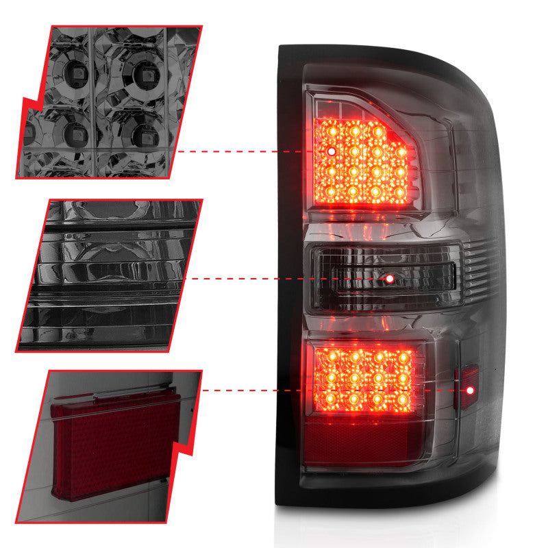 ANZO 2014-2018 GMC Sierra LED Tail Lights Black Housing Smoke Lens 311398 311398 Photo - Unmounted