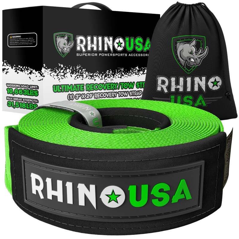 Rhino USA Recovery Tow Strap 3Inx20Ft (Green) RG-TS3X20-GRN RG-TS3X20-GRN Photo - Primary