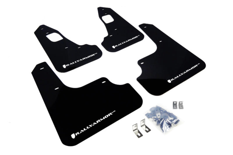 Rally Armor 08-15 EVO X UR Mud Flap White Logo MF10-UR-BLK/WH Photo - Primary
