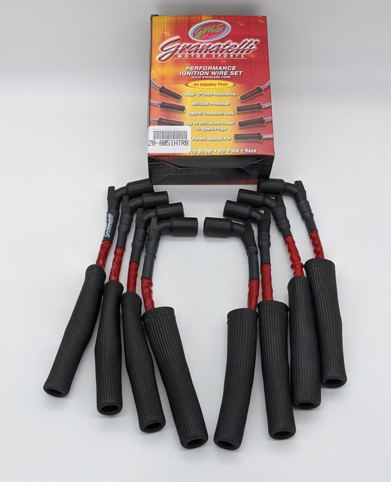 Granatelli Motor Sports Granatelli 20-23 GM LT2 6.2L Hi-Perf Coil-Near-Plug Wire Connector Kit w/Red Jacket/Black Sleeve 28-8051HTRB 28-8051HTRB Photo - Primary