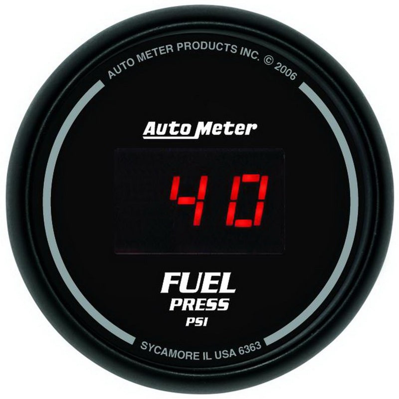 Autometer Gauge, Fuel Pressure, 2 1/16", 100Psi, Digital, Black Dial W/ Red Led 6363 Photo - Primary