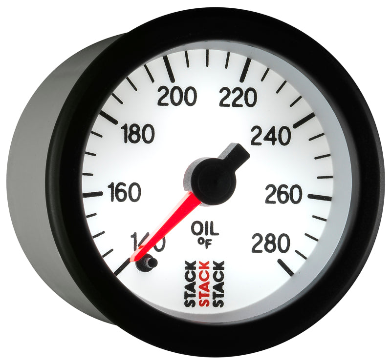Autometer Stack 52mm 140-280 Deg F 1/8in NPTF Male Pro Stepper Motor Oil Temp Gauge - White ST3360 ST3360 User 6