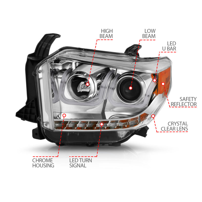 Anzo 2014-2015 Toyota Tundra Projector Headlights w/ U-Bar Chrome w/ DRL 111327 Photo - Unmounted