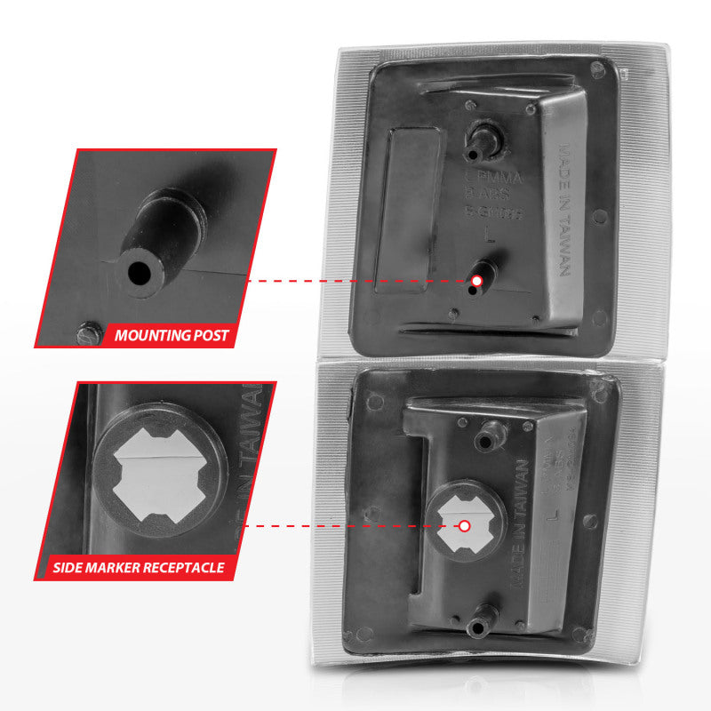 ANZO 1994-1998 Chevrolet Blazer Corner Lights Black Housing Clear Lens w/ Amber Reflector 521042 521042 User 4