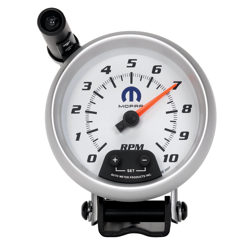 AutoMeter Gauge Tachometer 3-3/4in. 10K RPM Pedestal W/ Ext. Quick-Lite White Mopar 880037 880037 Photo - Primary