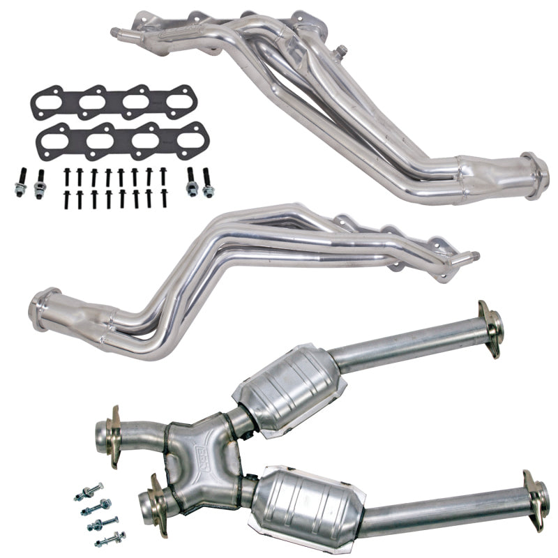 BBK 96-98 Ford Mustang Cobra 1-5/8 Long Tube Headers w/High Flow Catted X-Pipe (Silver Ceramic) 15323 15323 Photo - Primary