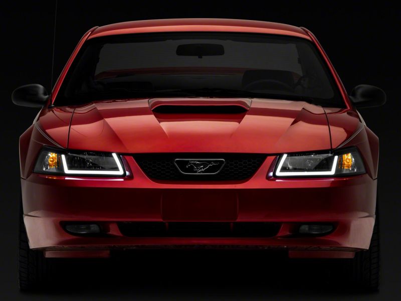 Raxiom 99-04 Ford Mustang Axial Series Headlights w/ LED Bar- Blk Housing (Clear Lens) 422712 422712 Photo - Close Up