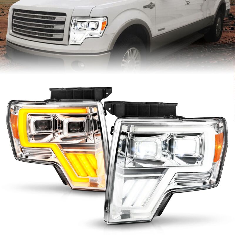 ANZO 09-14 Ford F-150 Full LED Proj Headlights w/Initiation Feature - Chrome 111607 111607 Photo - Primary