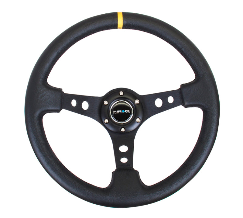 NRG Steering Wheel 350mm Sport 3" Deep Black Spoke Yellow Center Mark RST-006BK-Y Photo - Primary