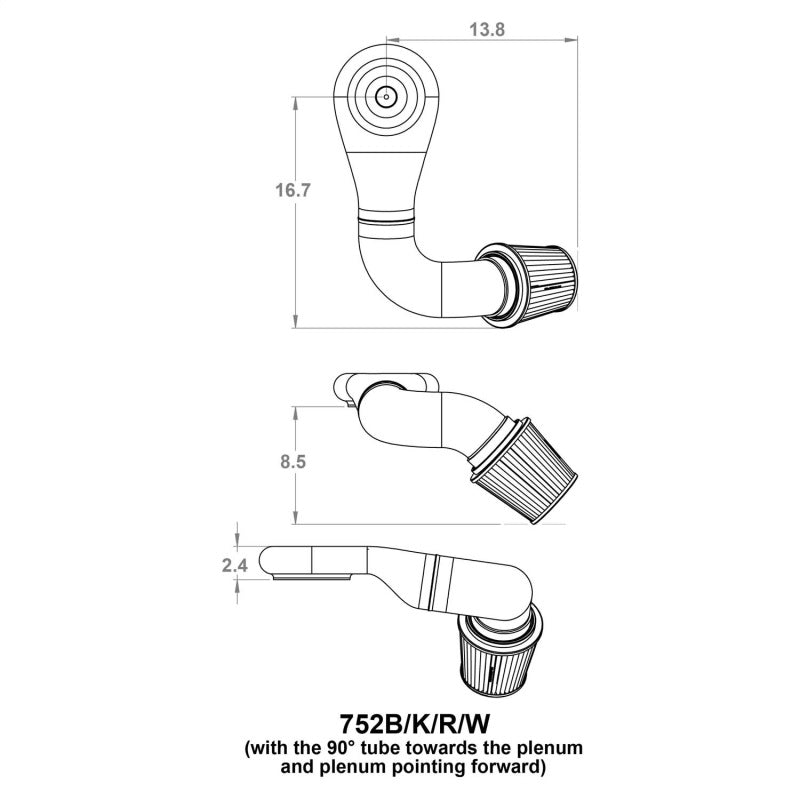 Spectre Plenum Kit Low w/Driver Side 45/90 Degree Tube 752 752 Technical Drawing