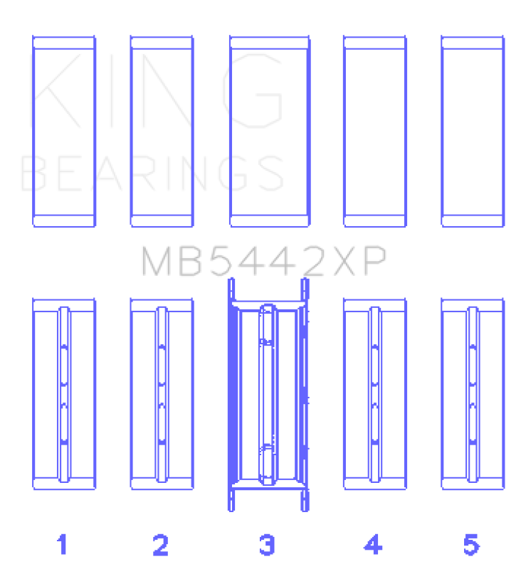 King Engine Bearings King Ford 2.0 2.3L EcoBoost Crankshaft Main Bearing Set (Set of 5) MB5442XP.026 MB5442XP.026 Photo - Primary