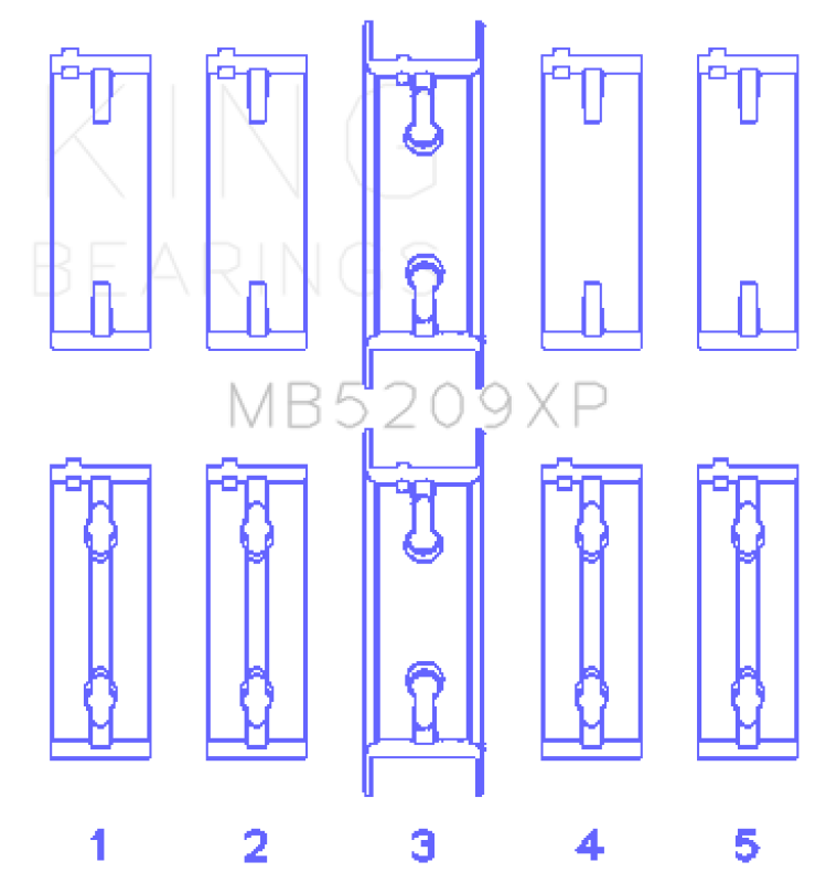 King Engine Bearings King Mitsubishi 4G63/4G64 7 Bolt 2nd Gen DSM and EVO I-IV (Size STD) Performance Main Bearing Set MB5209XP MB5209XP Photo - Primary