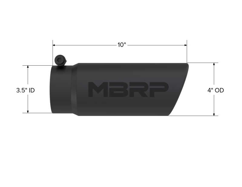 MBRP Universal Tip 4 O.D. Angled Rolled End 3.5 inlet 10 length T5112BLK Photo - Close Up