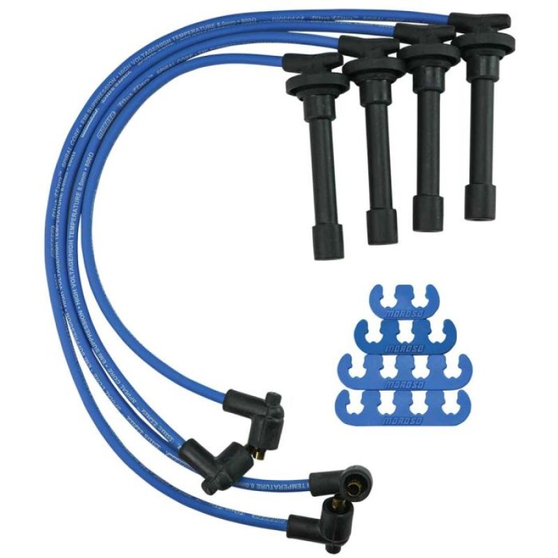 Moroso Custom Ignition Wire Set - Blue Max - Spiral Core - Colored High Temp Wire Separators - Blue 72674 72674 User 1