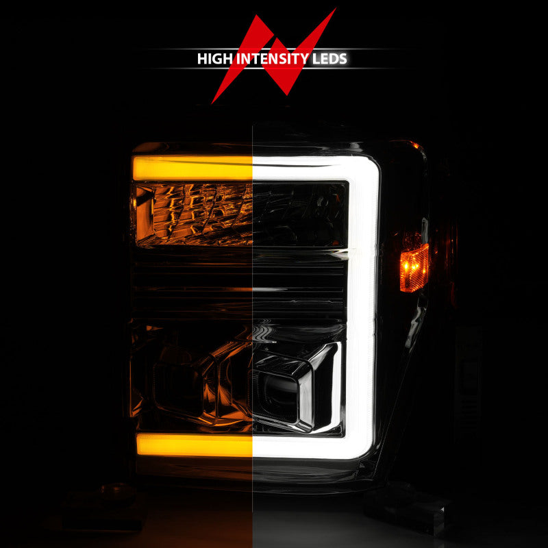 ANZO 08-10 Ford F-250 - F-550 Super Duty Projector Headlights w/ Light Bar Switchback Chrome Housing 111587 111587 User 5