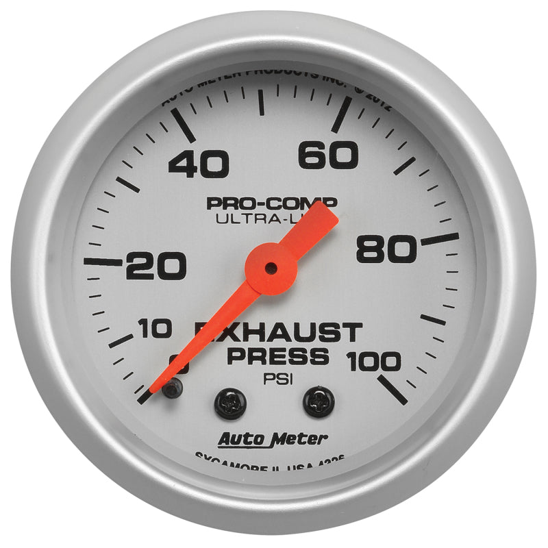 Autometer Gauge, Exhaust Press, 2 1/16", 100Psi, Mechanical, Ultra-Lite 4326 Photo - Primary
