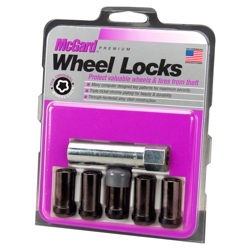 McGard Wheel Lock Nut Set - 5pk. (Tuner / Cone Seat) 1/2-20 / 13/16 Hex / 1.60in. Length - Black 25540BK 25540BK Photo - Primary