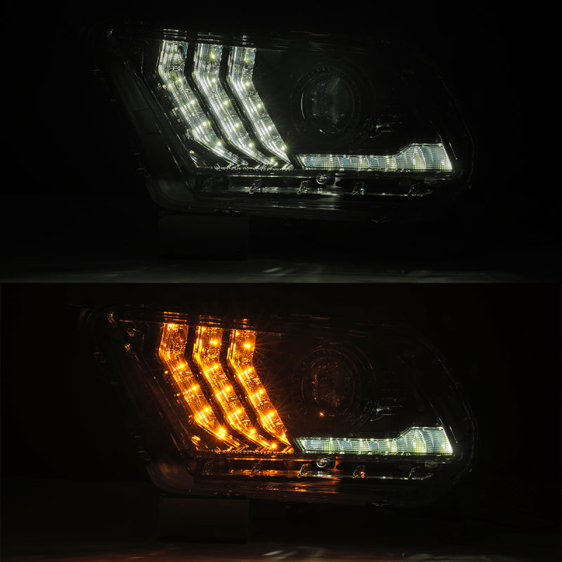 AlphaRex 10-12 Ford Mustang PRO-Series Projector Headlights Plank Style Jet Black w/Top/Bottom DRL 880110 880110 User 4