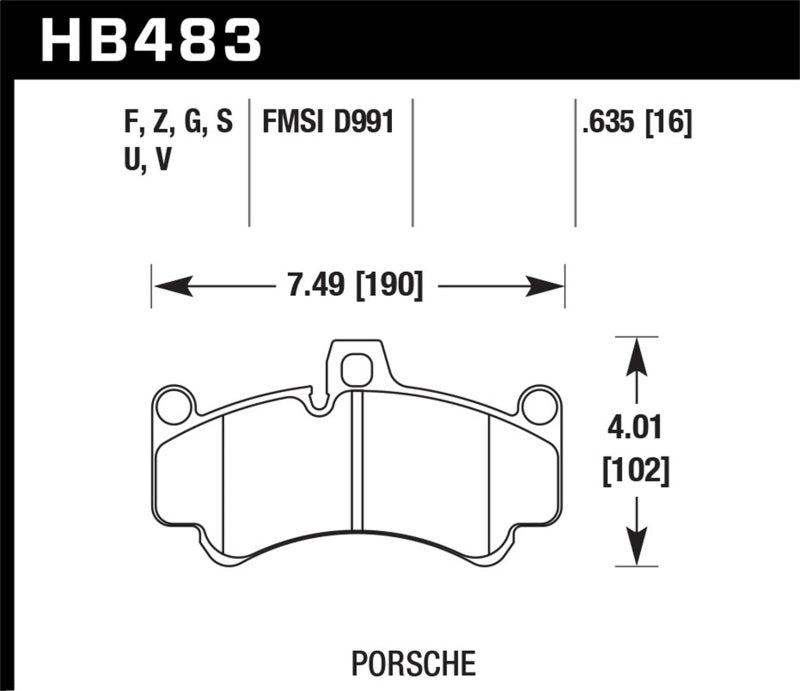 Hawk Performance Hawk 05-08 Porsche 911 3.6L Carrera Ceramic Composite Brakes Front ER-1 Brake Pads HB483D.635 HB483D.635 Photo - Primary