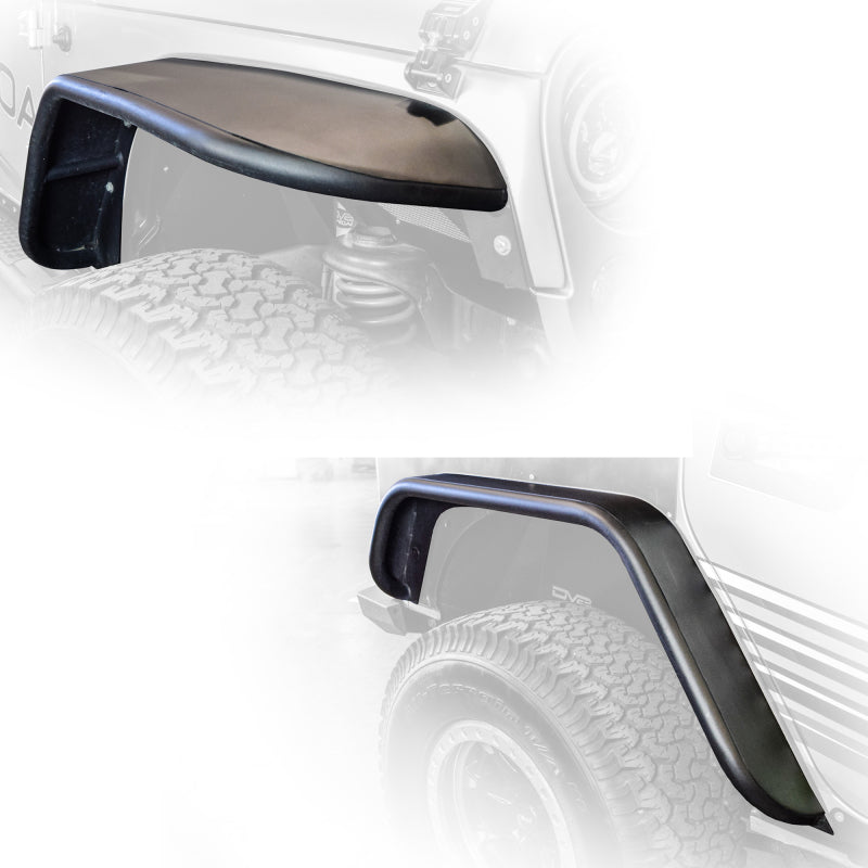DV8 Offroad 07-18 Jeep Wrangler JK Front & Rear Flat Tube Fenders FENDB-02 FENDB-02 Photo - Mounted