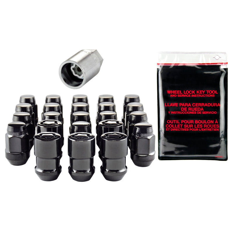 McGard Jeep Wrangler Install Kit (Cone Seat Bulge) 1/2-20 / 3/4 Hex / (18 Lug Nuts / 5 Locks) - Blk 84563BK 84563BK Photo - out of package
