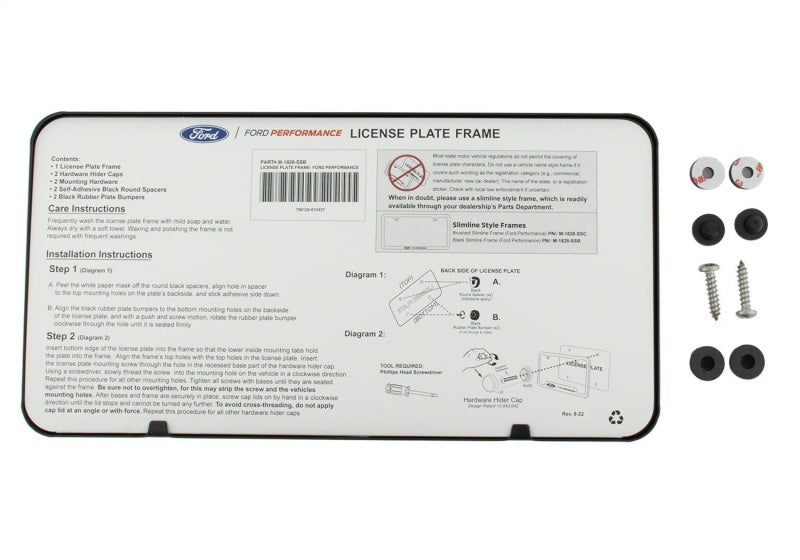 Ford Racing Ford Performance Slim License Plate Frame - Black Stainless Steel M-1828-SSB M-1828-SSB Photo - Unmounted